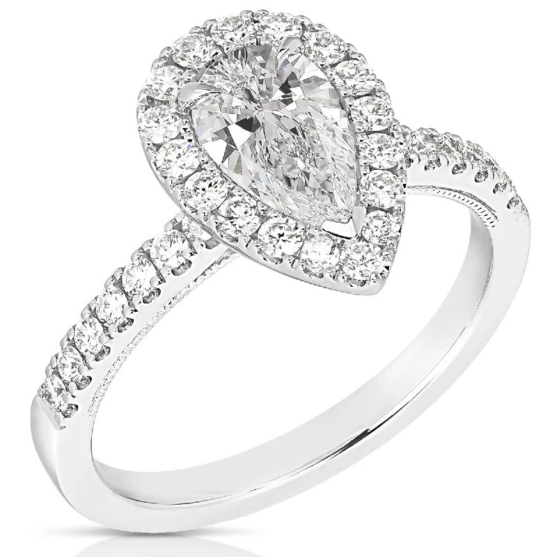 Dazzle With Discounts – Shop Jewelry On Sale 2 Ct Total Weight Pear Shape Lab Grown Halo Engagement Ring Dazzle With Discounts – Shop Jewelry On Sale 2 Ct Total Weight Pear Shape Lab Grown Halo Engagement Ring