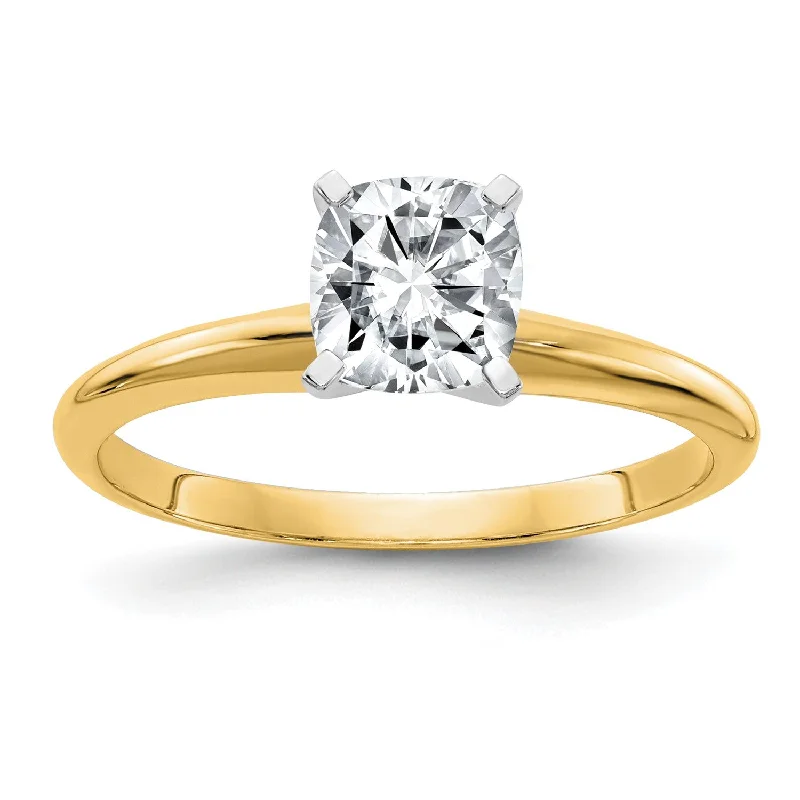 Handcrafted Beauty At Affordable Prices 6MM Cushion Moissanite Solitaire Engagement Ring in 14KT Yellow Gold; Size 6 Handcrafted Beauty At Affordable Prices 6MM Cushion Moissanite Solitaire Engagement Ring in 14KT Yellow Gold; Size 6