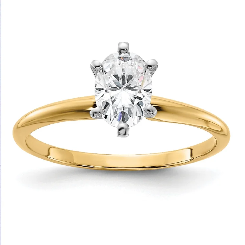 High-End Jewelry, Now More Affordable Than Ever 7X5MM Oval Moissanite Solitaire Engagement Ring in 14KT Yellow Gold; Size 8 High-End Jewelry, Now More Affordable Than Ever 7X5MM Oval Moissanite Solitaire Engagement Ring in 14KT Yellow Gold; Size 8