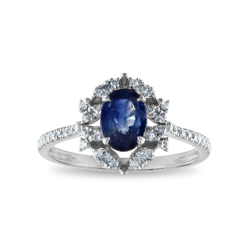 Exclusive Jewelry Sale – Grab Timeless Pieces Now 7X5MM Oval Sapphire and Diamond Halo Ring in 10KT White Gold Exclusive Jewelry Sale – Grab Timeless Pieces Now 7X5MM Oval Sapphire and Diamond Halo Ring in 10KT White Gold