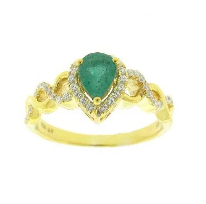 Trending Jewelry Now At Unbeatable Prices 7X5MM Pear Emerald and Diamond Gem Stone Halo Twist Ring in 10KT Yellow Gold Trending Jewelry Now At Unbeatable Prices 7X5MM Pear Emerald and Diamond Gem Stone Halo Twist Ring in 10KT Yellow Gold
