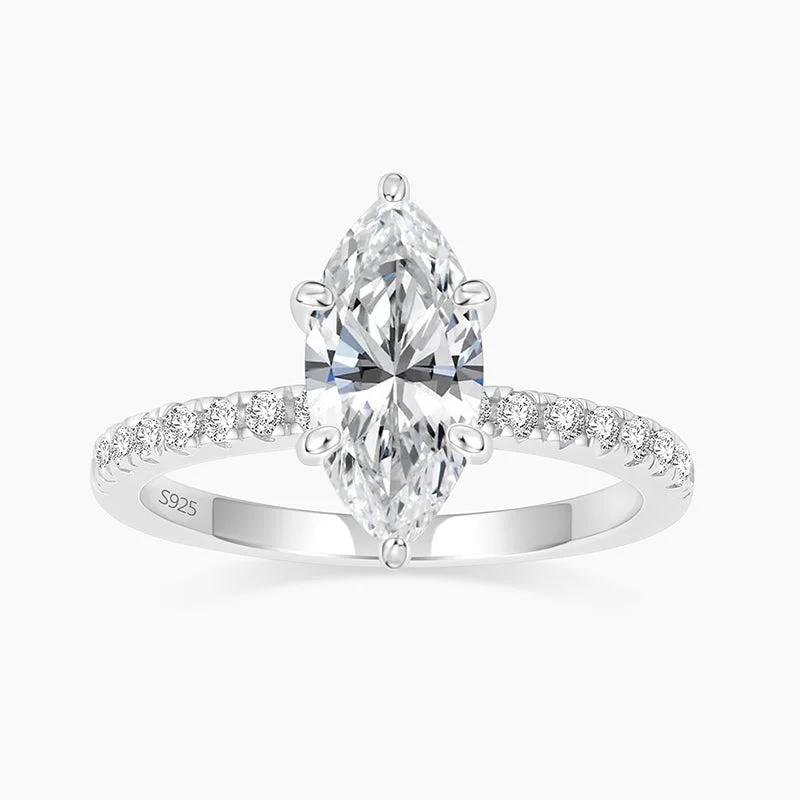 Exclusive Jewelry Sale – Sparkle For Less 925 Sterling Silver CZ Marquise Ring