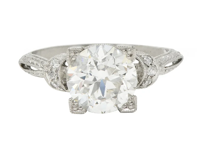 Your Perfect Accessory At The Perfect Price Art Deco 2.36 CTW Old European Diamond Platinum Wheat Vintage Engagement Ring Your Perfect Accessory At The Perfect Price Art Deco 2.36 CTW Old European Diamond Platinum Wheat Vintage Engagement Ring
