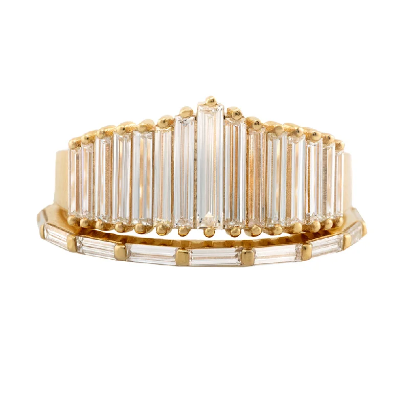 Clearance Sale On High-End Jewelry Collections Art Deco Inspired Ring Set with Needle Baguette Diamonds Clearance Sale On High-End Jewelry Collections Art Deco Inspired Ring Set with Needle Baguette Diamonds