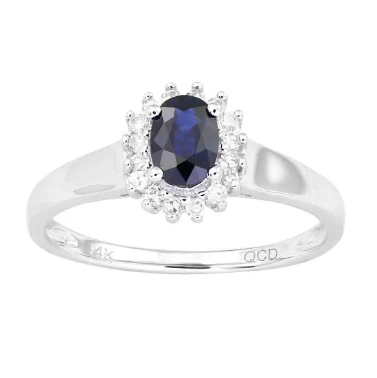 Limited-Time Jewelry Discounts – Shine Without The Splurge 6X4MM Blue Sapphire and Diamond Halo Ring in 10KT White Gold Limited-Time Jewelry Discounts – Shine Without The Splurge 6X4MM Blue Sapphire and Diamond Halo Ring in 10KT White Gold