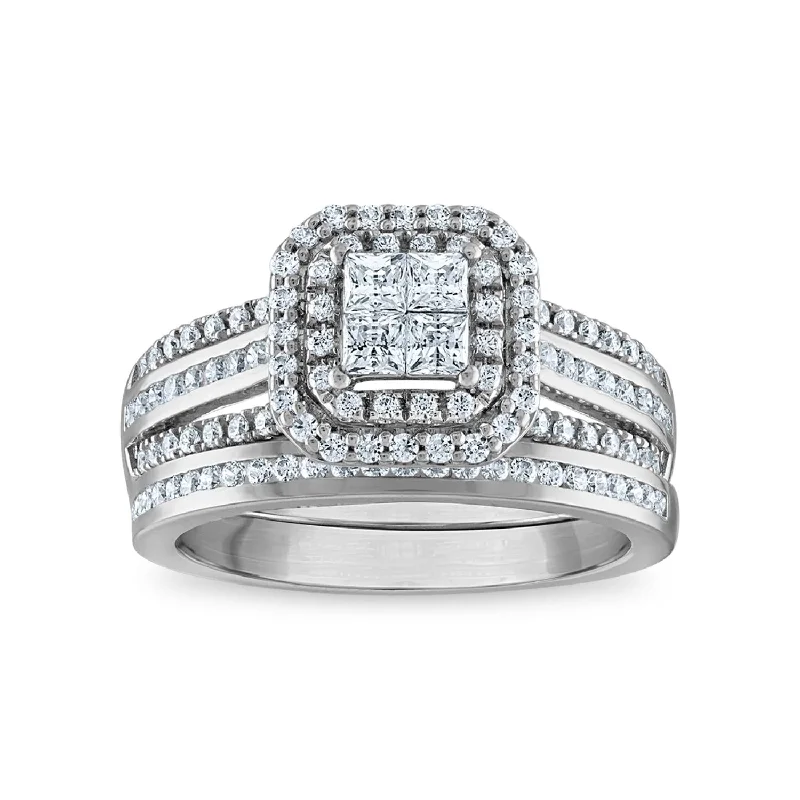 Exclusive Jewelry Offers – Sparkle For Less EcoLove 1 CTW Lab Grown Diamond Halo Bridal Set in 10KT White Gold Exclusive Jewelry Offers – Sparkle For Less EcoLove 1 CTW Lab Grown Diamond Halo Bridal Set in 10KT White Gold