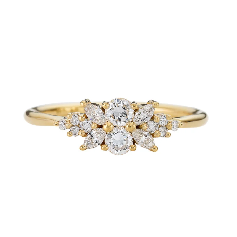 Luxury Handcrafted Jewelry For Elegant Looks Engagement Ring with a Cluster of Diamonds - Small Flora Ring Luxury Handcrafted Jewelry For Elegant Looks Engagement Ring with a Cluster of Diamonds - Small Flora Ring