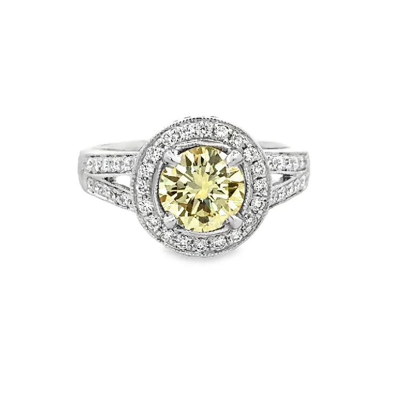 Modern Jewelry At Exclusive Discounts – Shop Today Fancy Yellow Diamond Halo Ring in White Gold Modern Jewelry At Exclusive Discounts – Shop Today Fancy Yellow Diamond Halo Ring in White Gold