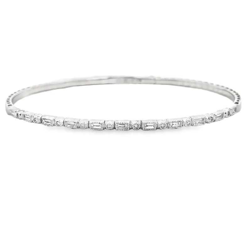 Best-Selling Jewelry Now Available At Special Deals Flexible Baguette and Round Cut Diamond Bangle in White Gold Best-Selling Jewelry Now Available At Special Deals Flexible Baguette and Round Cut Diamond Bangle in White Gold