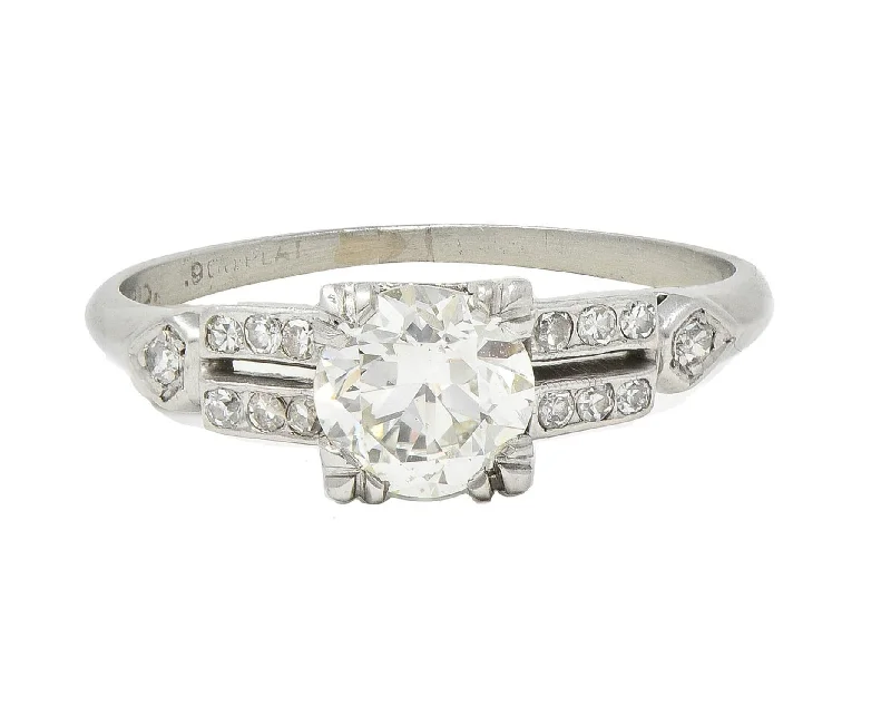 Unmissable Jewelry Clearance – Final Reductions Mid-Century 0.80 CTW Old European Diamond Platinum Heart Vintage Engagement Ring