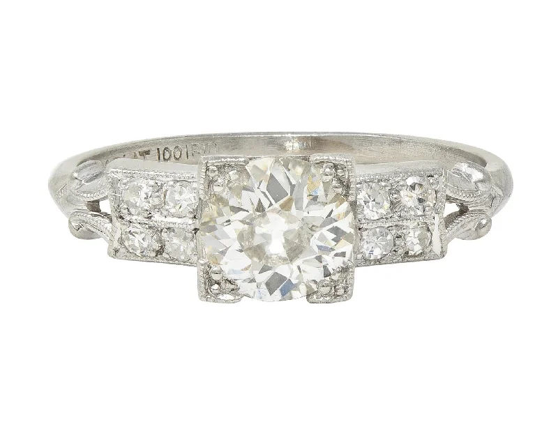 Get The Best Deals On Timeless Jewelry Pieces Mid-Century Old European Cut Diamond Platinum Vintage Engagement Ring