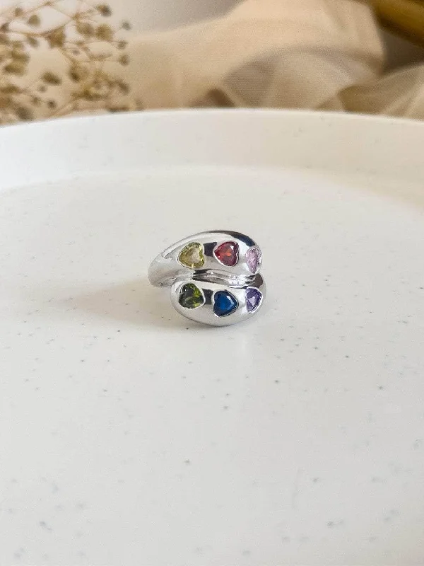 Trendy And Classic Jewelry Now At Reduced Prices Multicolored Heart Shaped Stone Ring
