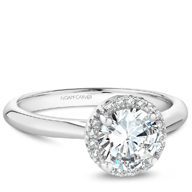 Luxury Jewelry At Unbeatable Discounts Noam Carver Petite Diamond Halo Solitaire Engagement Ring B260-01A