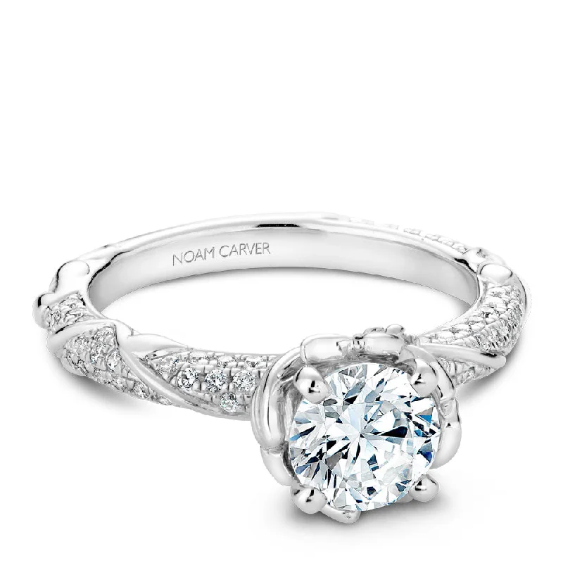 Grab Your Favorite Jewelry At The Lowest Prices Noam Carver Rollover Diamond Engagement Ring with Floral Diamond Detail Setting B081-02A Grab Your Favorite Jewelry At The Lowest Prices Noam Carver Rollover Diamond Engagement Ring with Floral Diamond Detail Setting B081-02A