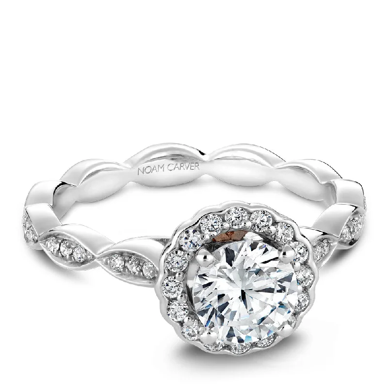 The Perfect Jewelry Piece At The Perfect Price Noam Carver Scalloped Shoulder with Floral Halo Diamond Engagement Ring B085-01A The Perfect Jewelry Piece At The Perfect Price Noam Carver Scalloped Shoulder with Floral Halo Diamond Engagement Ring B085-01A