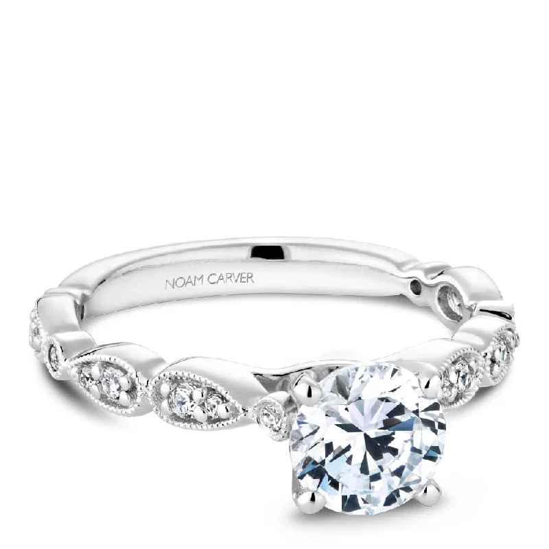Timeless Beauty, Unbeatable Deals – Jewelry Sale On Noam Carver Scalloped Vintage Design Diamond Engagement Ring B204-01A Timeless Beauty, Unbeatable Deals – Jewelry Sale On Noam Carver Scalloped Vintage Design Diamond Engagement Ring B204-01A
