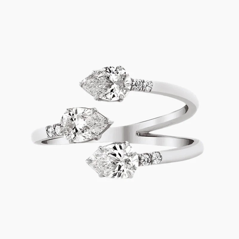 Discounted Jewelry For A Glamorous Look Three Stone Claw Pear Shape Engagement Ring