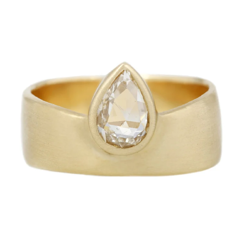 Limited-Stock Jewelry Sale – Once It's Gone, It's Gone Pear Rose Cut Diamond Smooth Band Limited-Stock Jewelry Sale – Once It's Gone, It's Gone Pear Rose Cut Diamond Smooth Band