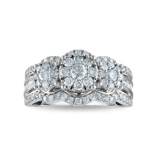 Jewelry Clearance Sale – Final Reductions Red Hot Deal 1 CTW Diamond Three Stone Cluster Engagement Ring in 10KT White Gold Jewelry Clearance Sale – Final Reductions Red Hot Deal 1 CTW Diamond Three Stone Cluster Engagement Ring in 10KT White Gold