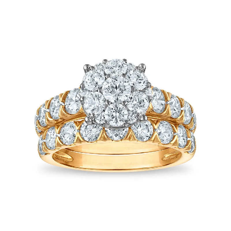 Jewelry Sale Alert – Shop Timeless Elegance Today Red Hot Deal 3 CTW Lab Grown Diamond Cluster Bridal Set in 10KT Yellow Gold