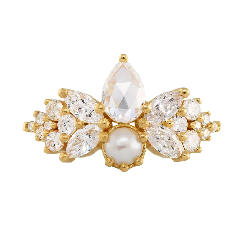 Discounted Jewelry For A Glamorous Look Rose Cut Diamond Ring with Freshwater Pearl - Diamond Butterfly Discounted Jewelry For A Glamorous Look Rose Cut Diamond Ring with Freshwater Pearl - Diamond Butterfly
