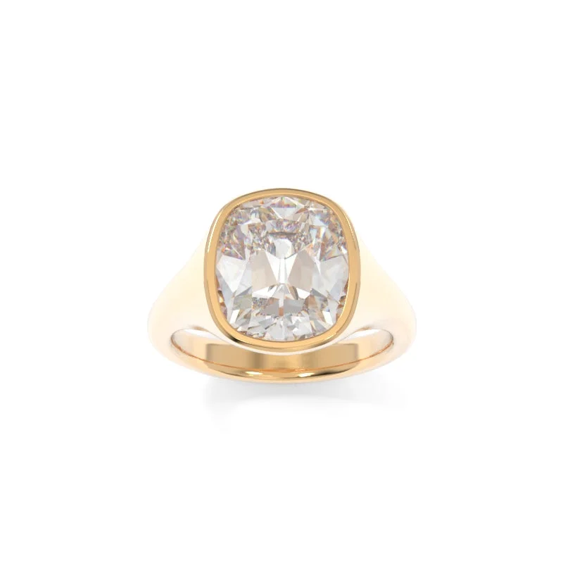 Luxury Handcrafted Jewelry For Elegant Looks Sculpted Signet Ring Old Mine Cushion
