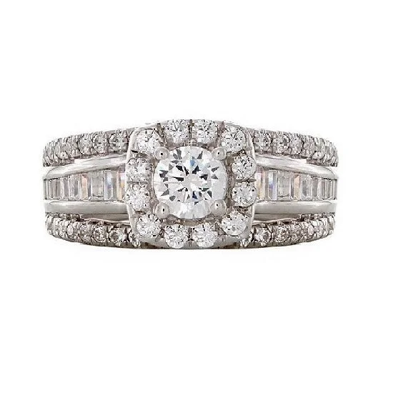 Exclusive Gemstone Jewelry At Special Prices Signature 1-1/2 CTW Diamond Halo Engagement Ring in 14KT White Gold Exclusive Gemstone Jewelry At Special Prices Signature 1-1/2 CTW Diamond Halo Engagement Ring in 14KT White Gold