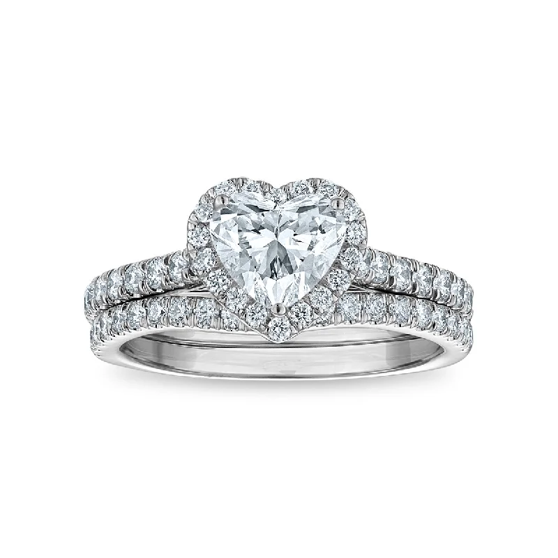 Handcrafted Jewelry Sale – Unique Designs At Low Prices Signature EcoLove 1-3/4 CTW Lab Grown Diamond Halo Heart Shaped Bridal Set in 14KT White Gold Handcrafted Jewelry Sale – Unique Designs At Low Prices Signature EcoLove 1-3/4 CTW Lab Grown Diamond Halo Heart Shaped Bridal Set in 14KT White Gold