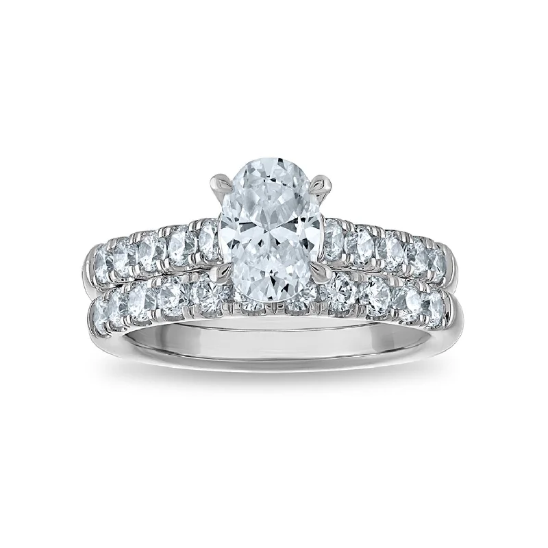 Unique Jewelry Designs Now At Discounted Rates Signature EcoLove 2 CTW Lab Grown Diamond Oval Bridal Set in 14KT White Gold Unique Jewelry Designs Now At Discounted Rates Signature EcoLove 2 CTW Lab Grown Diamond Oval Bridal Set in 14KT White Gold