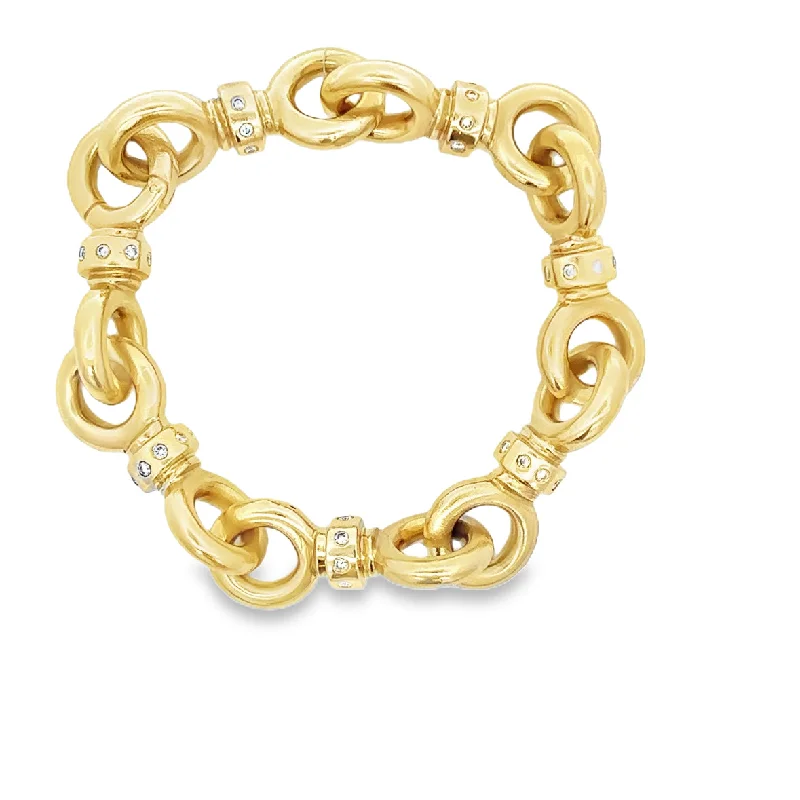 Personalized Engraved Jewelry For Meaningful Gifts Substantial Diamond Accented Circle Link Bracelet in Yellow Gold Personalized Engraved Jewelry For Meaningful Gifts Substantial Diamond Accented Circle Link Bracelet in Yellow Gold
