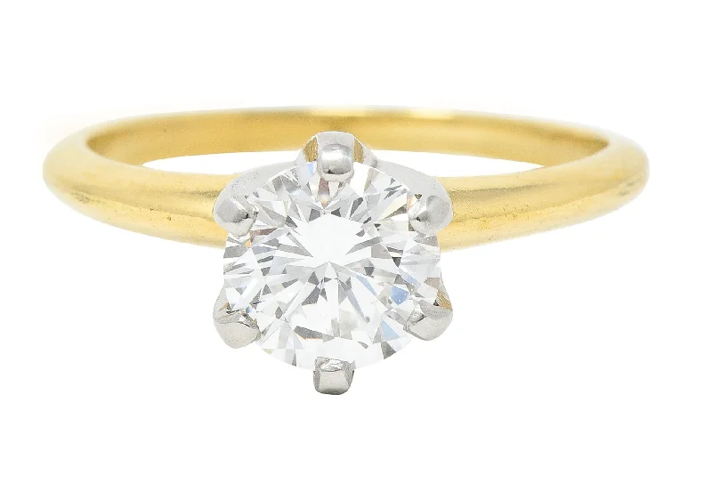 Romantic Heart-Shaped Jewelry For Special Gifts Tiffany & Co. 1980's 1.02 CTW Diamond Platinum 18 Karat Yellow Gold Six Prong Knife Edge Vintage Solitaire Engagement Ring GIA Romantic Heart-Shaped Jewelry For Special Gifts Tiffany & Co. 1980's 1.02 CTW Diamond Platinum 18 Karat Yellow Gold Six Prong Knife Edge Vintage Solitaire Engagement Ring GIA
