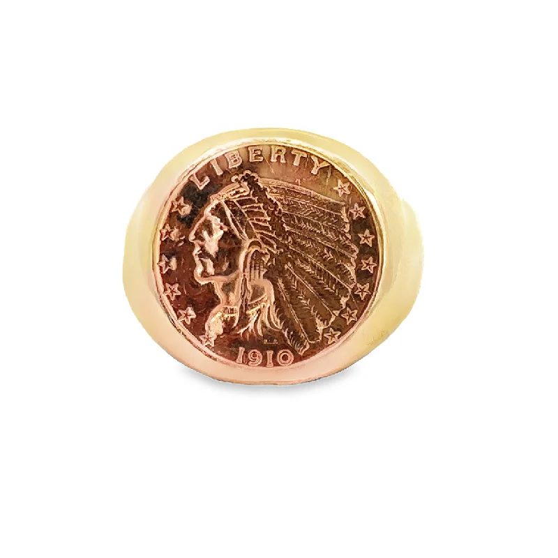 Waterproof Stainless Steel Jewelry For Lasting Beauty Vintage $2.50 Gold Coin Ring in Yellow Gold Waterproof Stainless Steel Jewelry For Lasting Beauty Vintage $2.50 Gold Coin Ring in Yellow Gold