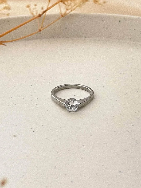 Shop Trending Jewelry With Exclusive Savings White Finish Zircon Solitaire Ring