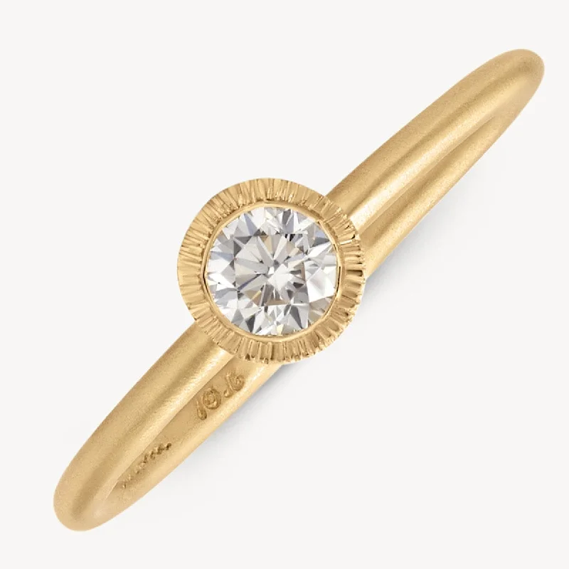 Shop Fine Jewelry With Exclusive Savings 18k Brushed Bezel Diamond Solitaire Ring