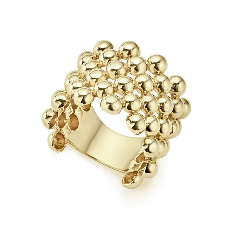 Romantic Heart-Shaped Jewelry For Special Gifts Caviar Gold Wide Beaded 18K Gold Ring Romantic Heart-Shaped Jewelry For Special Gifts Caviar Gold Wide Beaded 18K Gold Ring