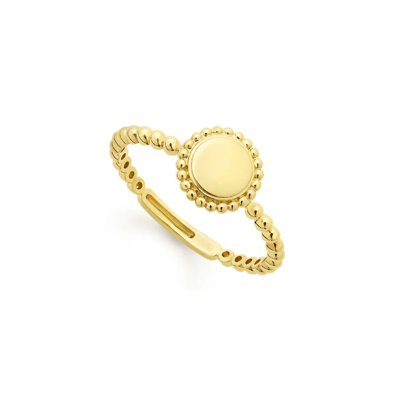 Personalized Engraved Jewelry For Meaningful Gifts Caviar Gold 18K Gold Circle Ring Personalized Engraved Jewelry For Meaningful Gifts Caviar Gold 18K Gold Circle Ring