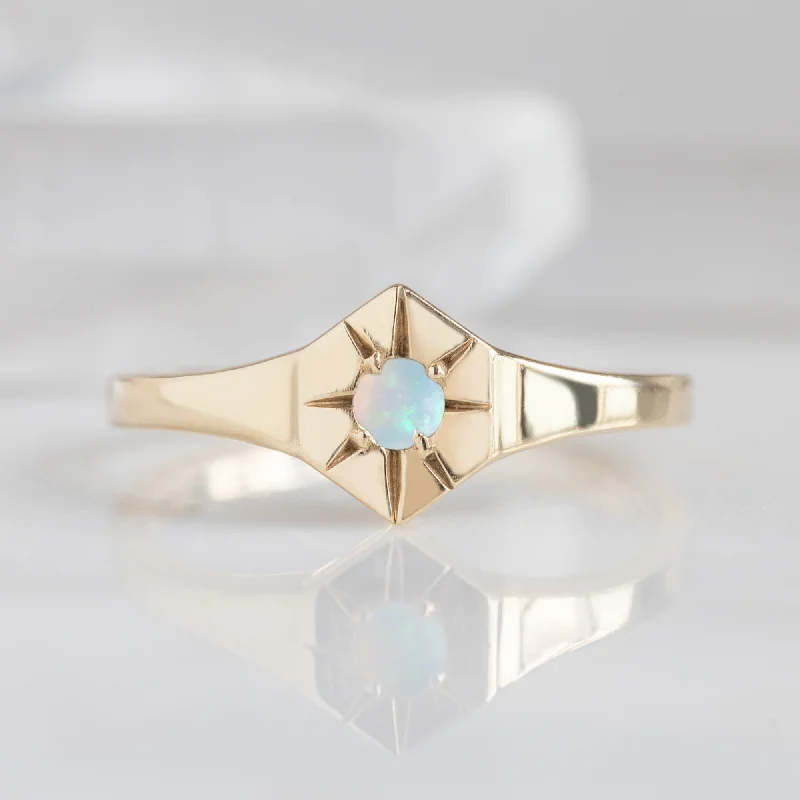 Special Deals On Handcrafted And Designer Jewelry Custom Opal Birthstone Signet Ring | 10K Yellow Gold Special Deals On Handcrafted And Designer Jewelry Custom Opal Birthstone Signet Ring | 10K Yellow Gold