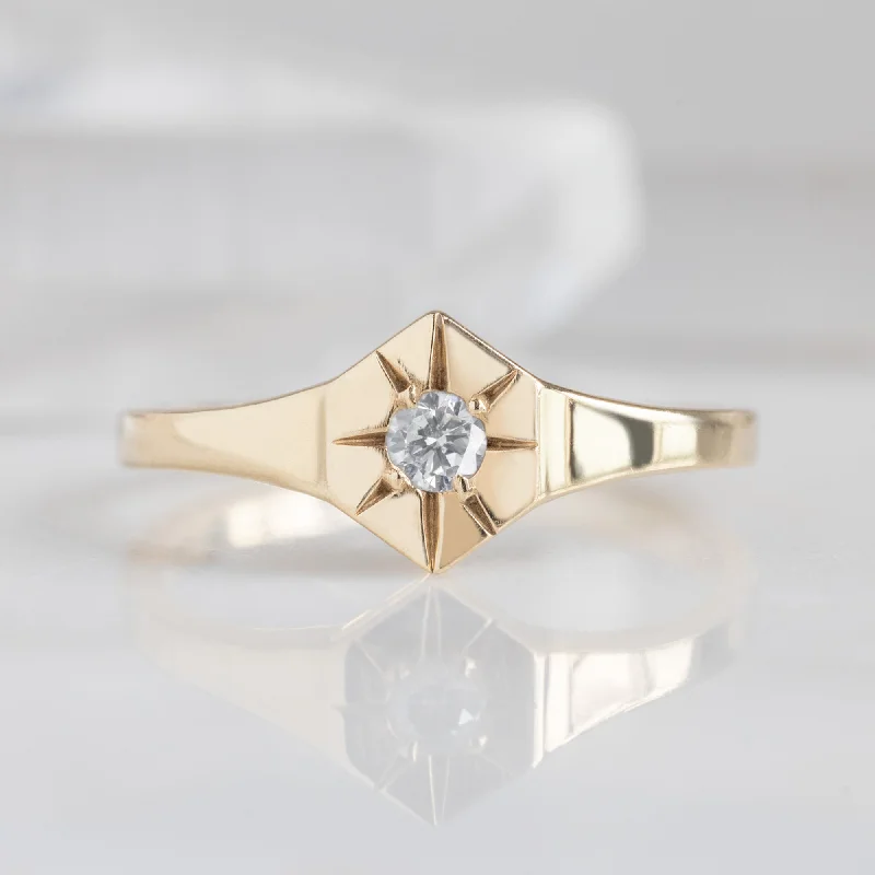 Limited Stock On Premium Jewelry At Low Prices Custom White Diamond Birthstone Signet Ring | 10K Yellow Gold Limited Stock On Premium Jewelry At Low Prices Custom White Diamond Birthstone Signet Ring | 10K Yellow Gold