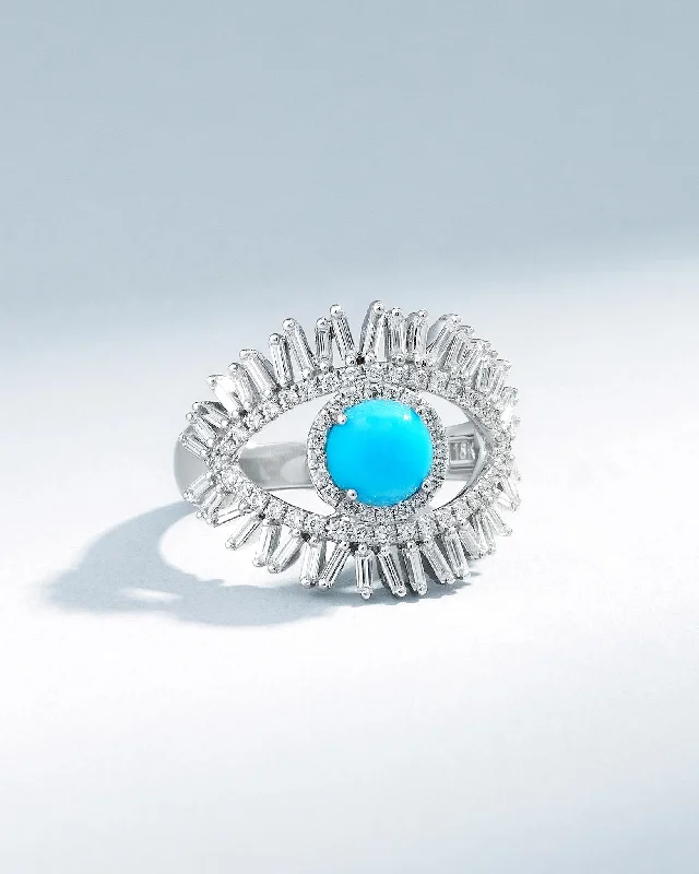 Fashion-Forward Jewelry At Exclusive Discounts Evil Eye Milli Turquoise Half Pavé Ring Fashion-Forward Jewelry At Exclusive Discounts Evil Eye Milli Turquoise Half Pavé Ring