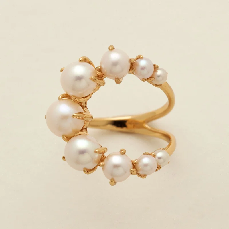 Romantic Heart-Shaped Jewelry For Special Gifts Pearl Cocktail Ring | Final Sale
