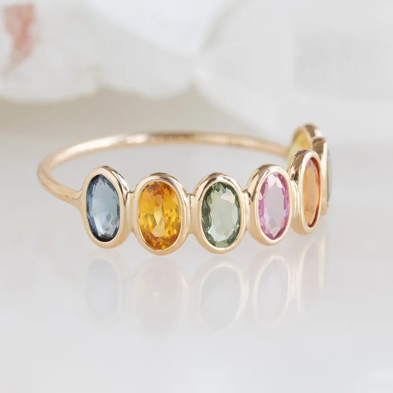 Premium Diamond Jewelry For Unforgettable Moments The Rainbow Gemstone Eternity Ring | 14K Yellow Gold