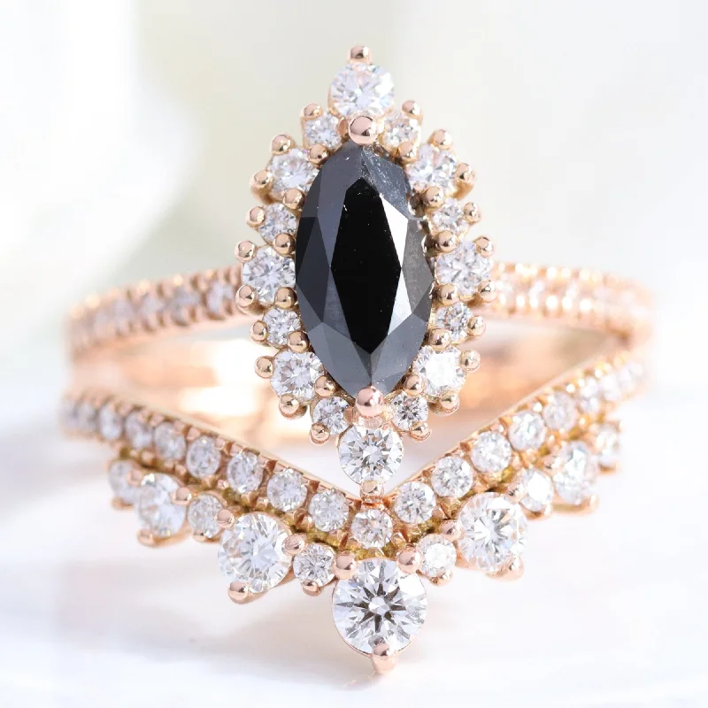 Adjustable Charm Bracelets For A Perfect Fit Tiara Halo Marquise Black Diamond Stack w/ Large Tiara V Shape Diamond Band Adjustable Charm Bracelets For A Perfect Fit Tiara Halo Marquise Black Diamond Stack w/ Large Tiara V Shape Diamond Band