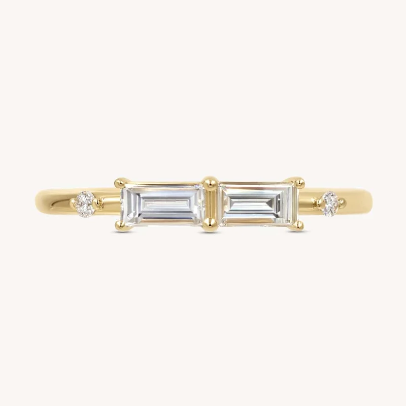 Elegant Rose Gold Jewelry For A Stylish Touch Two of a Kind Baguette Ring