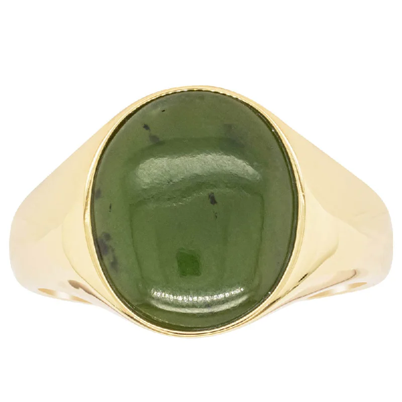 Gorgeous Jewelry, Limited-Time Savings 18ct Yellow Gold 4.06ct Pounamu Signet Ring