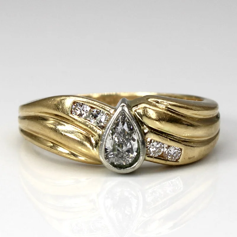 Limited-Time Offer On Elegant Jewelry Pieces Bezel Set Pear Diamond Ring | 0.44ctw | SZ 9 | Limited-Time Offer On Elegant Jewelry Pieces Bezel Set Pear Diamond Ring | 0.44ctw | SZ 9 |