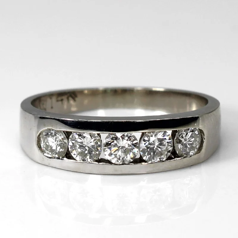 Modern Statement Jewelry For Bold Styling 14k White Gold Channel Set Diamond Ring | 1.00ctw | SZ 10 | Modern Statement Jewelry For Bold Styling 14k White Gold Channel Set Diamond Ring | 1.00ctw | SZ 10 |