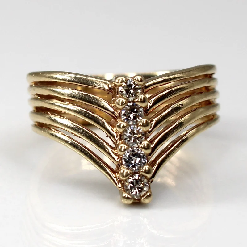 Shop High-Quality Jewelry At Jaw-Dropping Discounts Chevron Diamond Ring | 0.13ctw | SZ 4.24 |