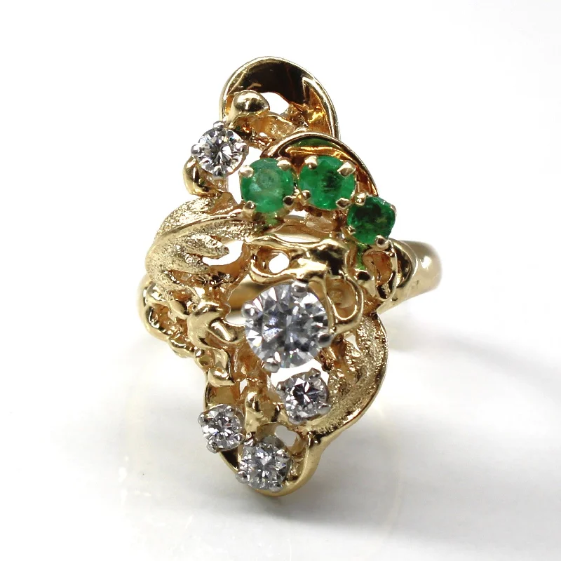 Luxury Meets Affordability – Jewelry Sale Now Live Diamond & Emerald Textured Gold Ring | 0.81ctw | 0.39ctw |SZ 7.25 | Luxury Meets Affordability – Jewelry Sale Now Live Diamond & Emerald Textured Gold Ring | 0.81ctw | 0.39ctw |SZ 7.25 |