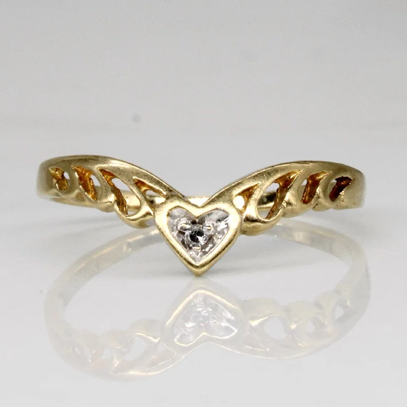Dainty Floral Jewelry For Feminine Elegance Diamond Heart Chevron Ring | 0.01ct | SZ 6.75 | Dainty Floral Jewelry For Feminine Elegance Diamond Heart Chevron Ring | 0.01ct | SZ 6.75 |