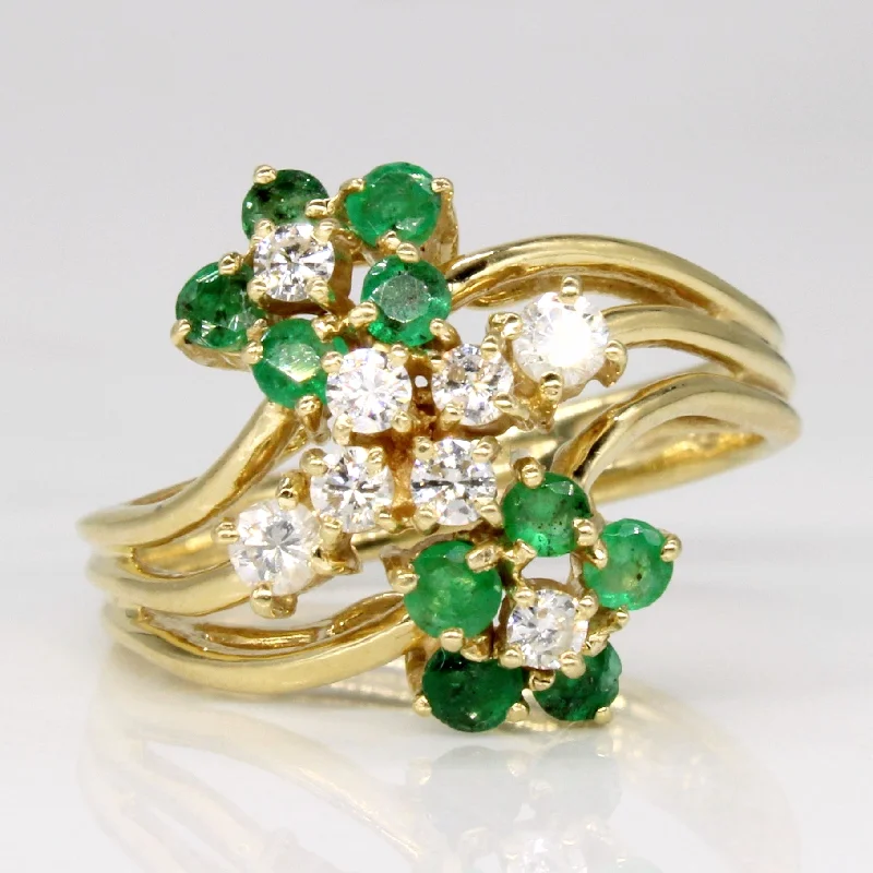 Sparkle For Less – Shop Jewelry Deals Now Emerald & Diamond Waterfall Ring | 0.37ctw, 0.32ctw | SZ 6.75 | Sparkle For Less – Shop Jewelry Deals Now Emerald & Diamond Waterfall Ring | 0.37ctw, 0.32ctw | SZ 6.75 |